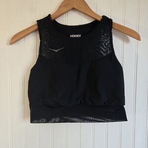 HOKA Race Day Black Sports Bra - Women High Neck Running Bra